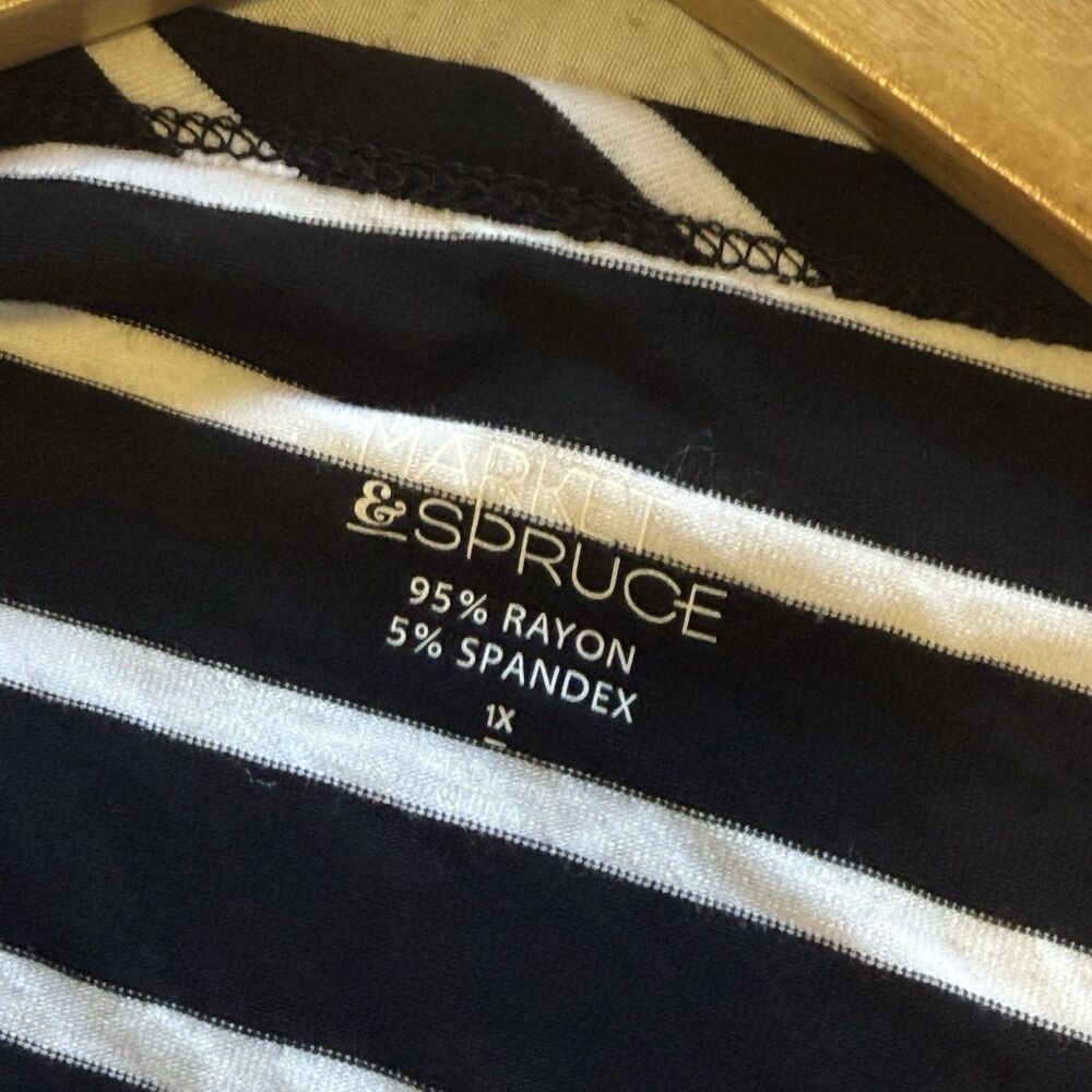 NWT Market & Spruce Stitch Fix Black & White Striped Knit Midi Dress 1X - Picture 6 of 8